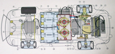 Tamiya RA-1201 Porsche 934 Turbo RSR Chassis blueprint