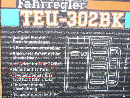 Tamiya TEU-302BK Electronic Speed Controller German Specifications